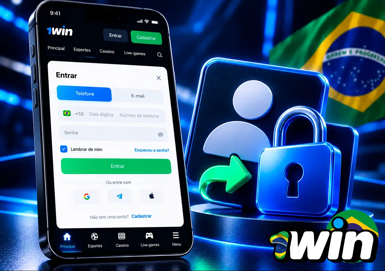 Tela real de login com perfil e símbolo de acesso seguro à conta.